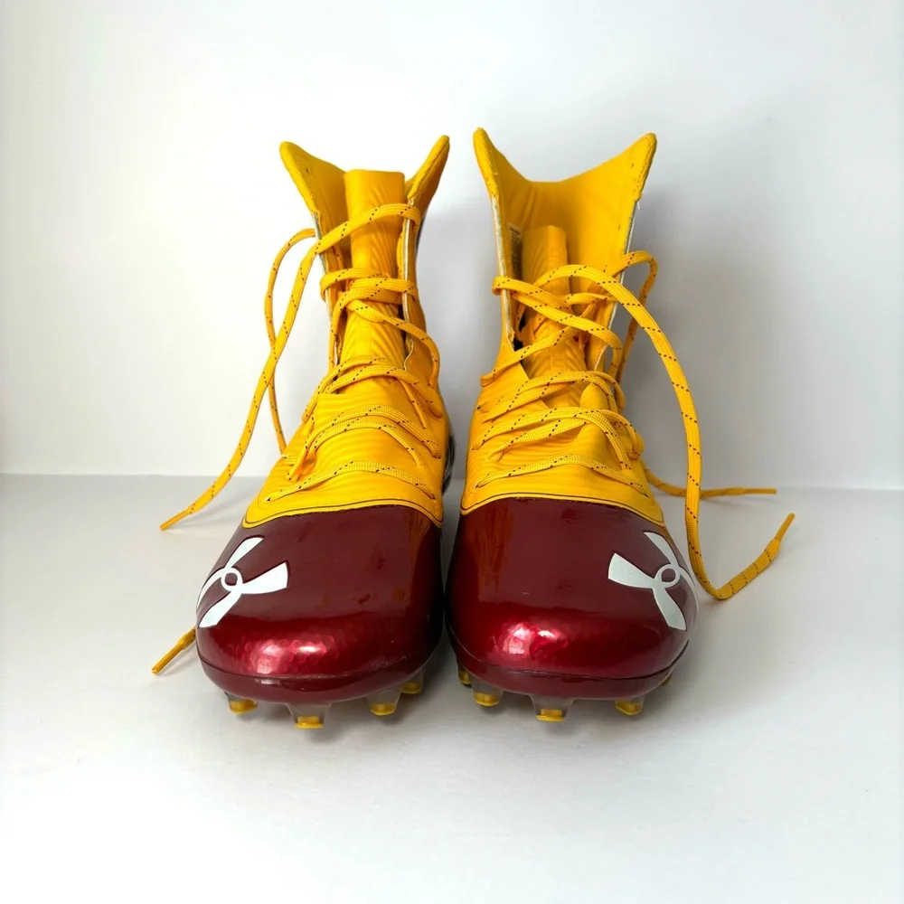 Under Armour Highlight MC Lineman Football Cleats Sz 15 High-Top Red Yellow NEW